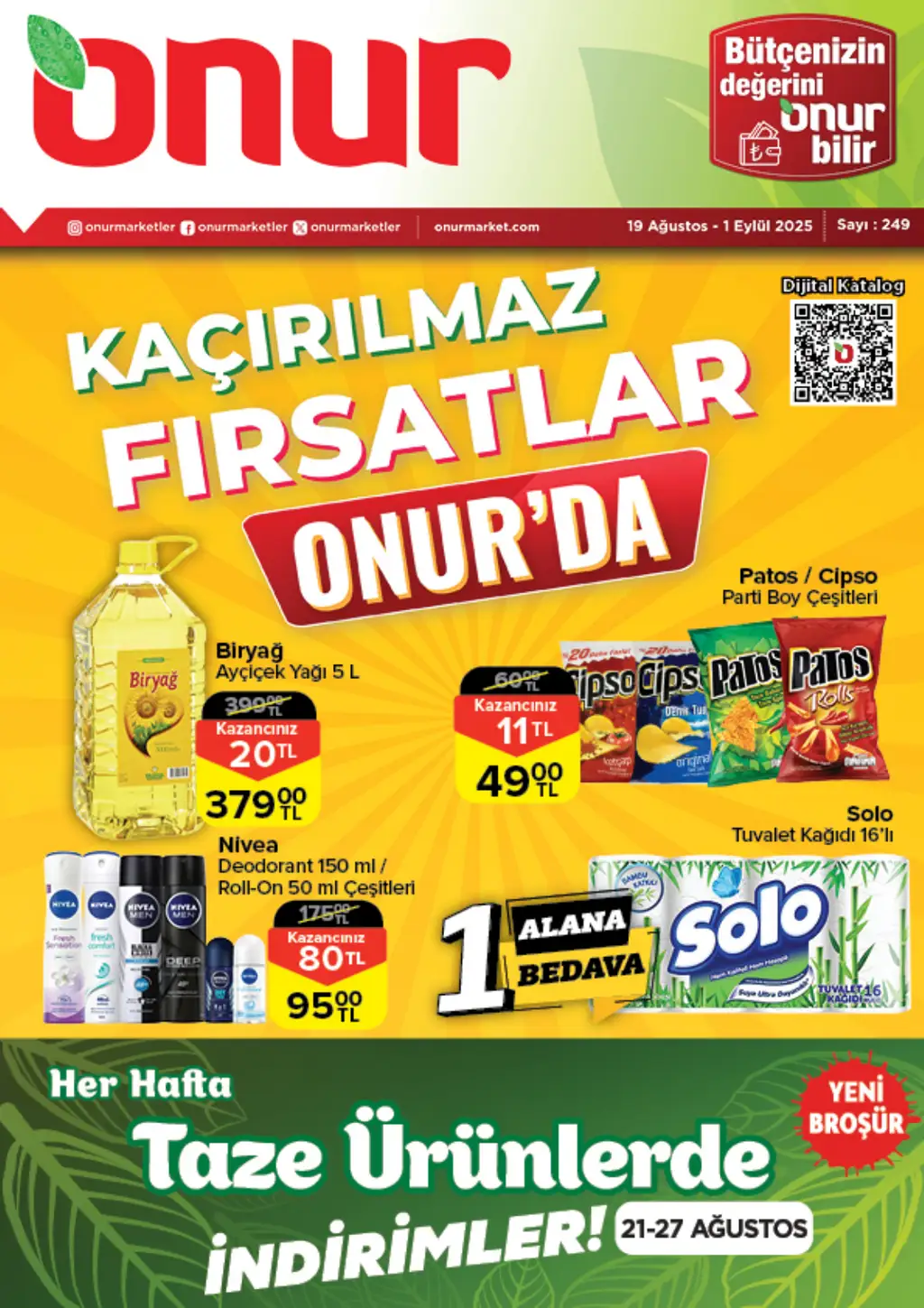 Onur Market 19 Ağustos 2025 kataloğu - Sayfa 1