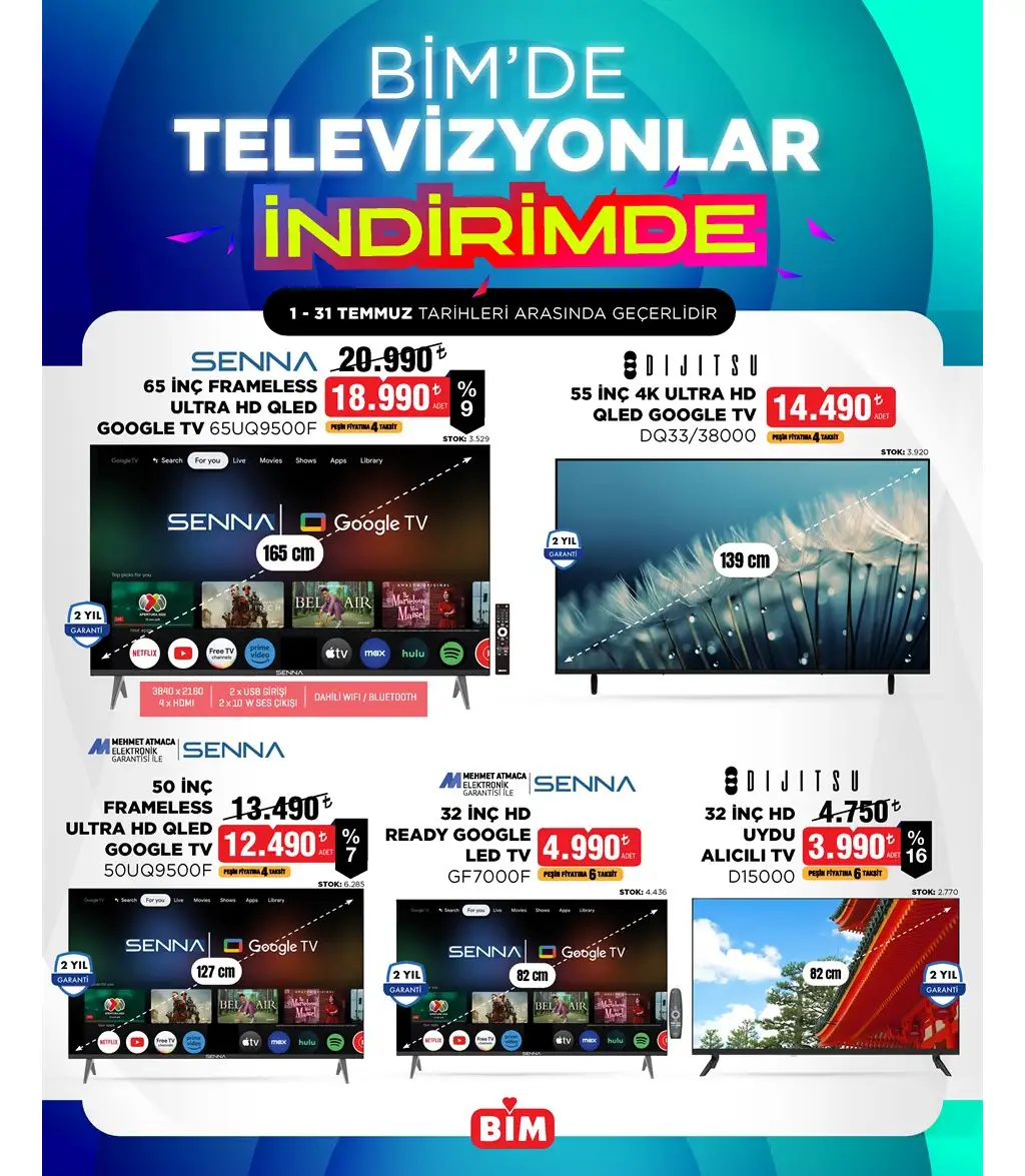 Bim 1-31 Temmuz 2025 Arası Televizyon İndirimleri Kataloğu - Sayfa 1