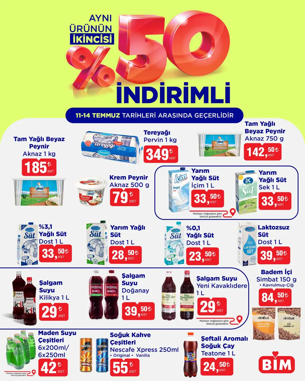 BIM Marketler Broşürü: %50 İndirimli Ürünler! (11-14 Temmuz) - Sayfa 1