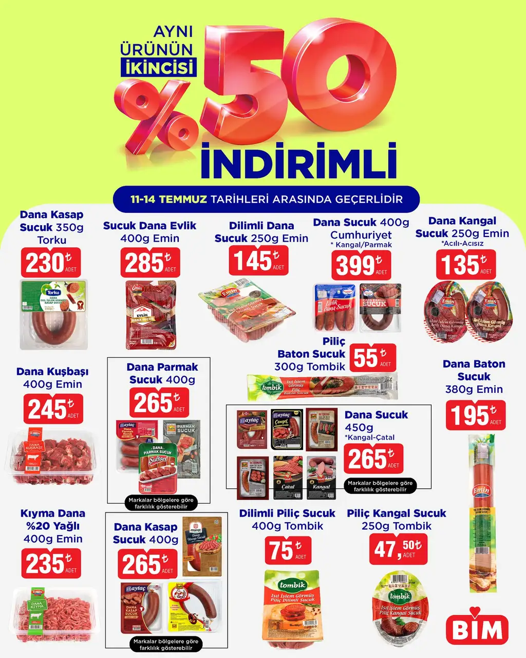 BIM Marketler Broşürü: %50 İndirimli Ürünler! (11-14 Temmuz) - Sayfa 1