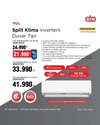 Bim TCL Klima Kampanyası 29 Ağustos - 12 Eylül 2025 Kataloğu