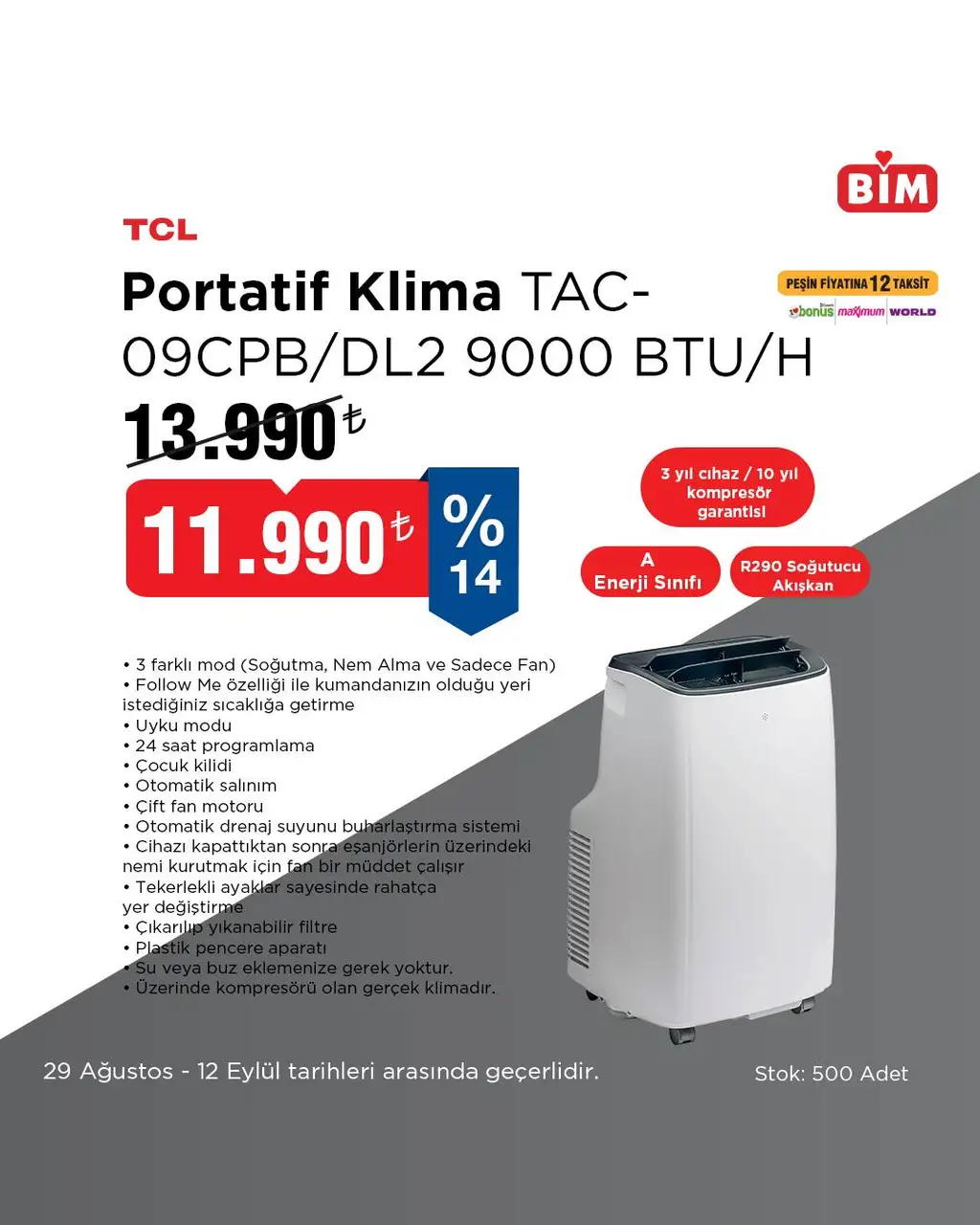 Bim TCL Klima Kampanyası 29 Ağustos - 12 Eylül 2025 Kataloğu - Sayfa 1