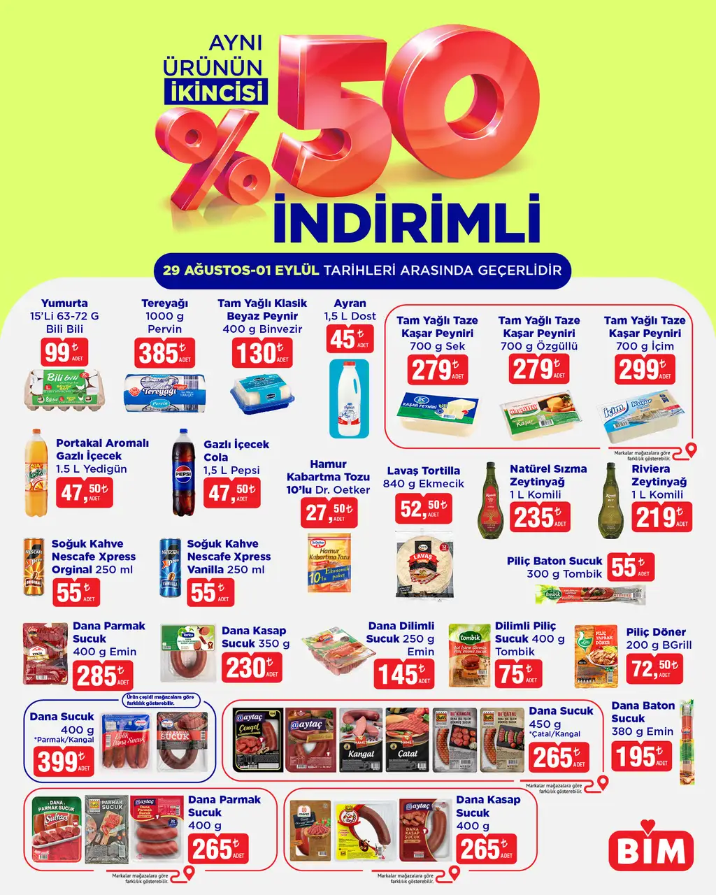 BİM 29 Ağustos 2025 %50 Indirim Broşürü - Sayfa 1