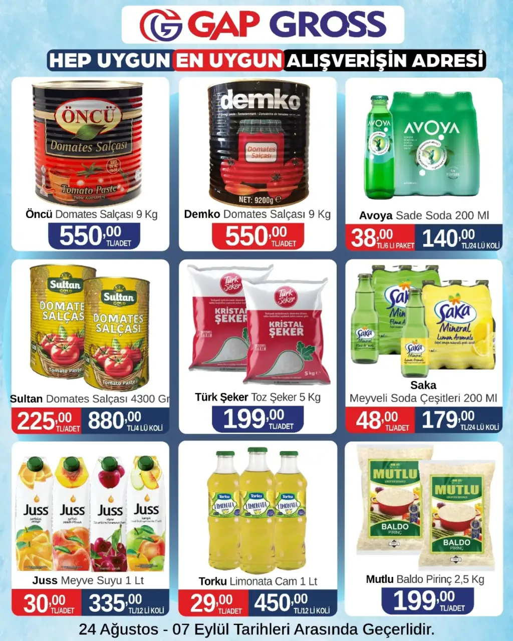 Gap Gross Market 24 Ağustos 2025 kataloğu - Sayfa 1