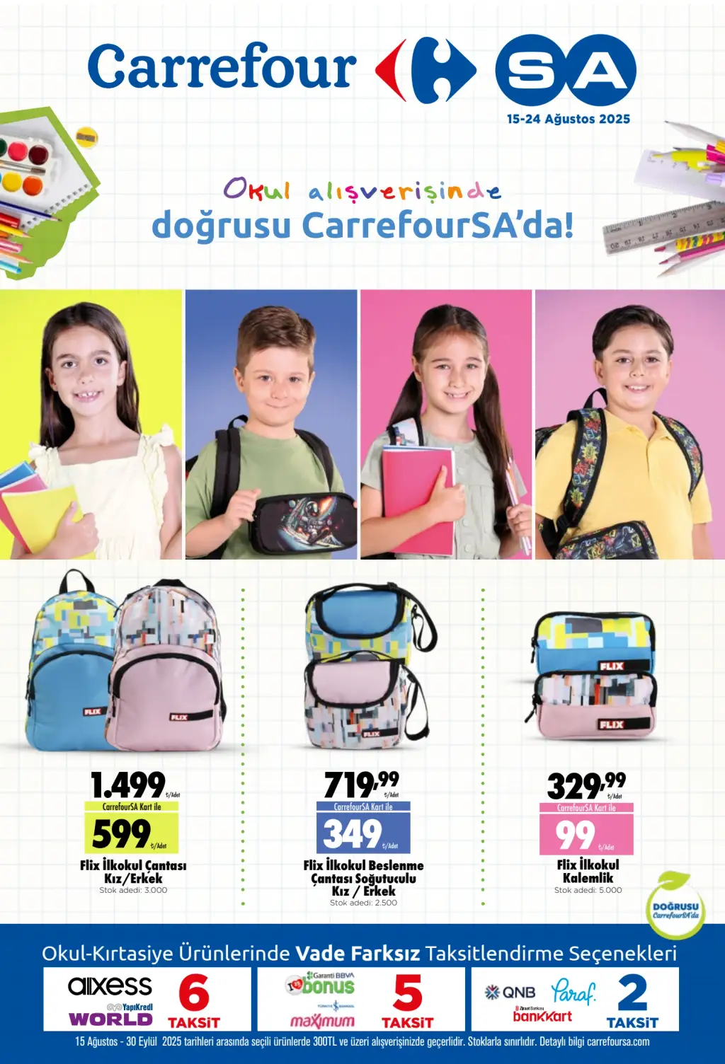 15 Ağustos CarrefourSA 2025 Okul Alışverişi Broşürü  - Sayfa 1