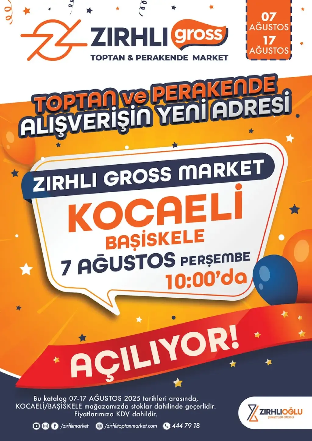 Zırhlı Toptan Market 7 Ağustos 2025 Kocaeli Başiskele Şubesi Açılış kataloğu - Sayfa 1