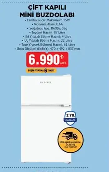 Çift Kapılı Mini Buzdolabı