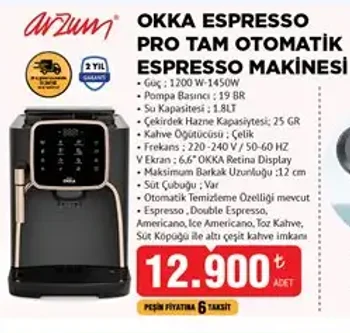 Okka Espresso Pro Tam Otomatik Espresso Makinesi