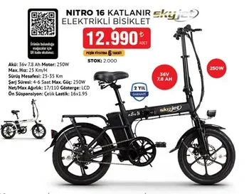 Skyjet NITRO 16 KATLANIR ELEKTRİKLİ BİSİKLET