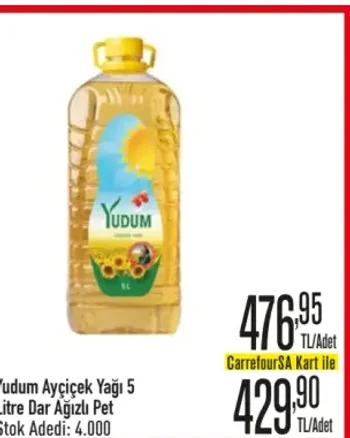 Yudum Ayçicek Yağı 5 LT